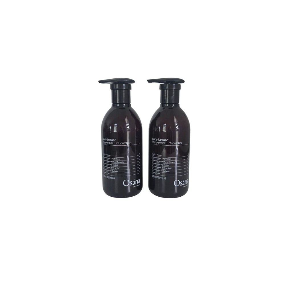 Osana Body Lotion Peppermint + Cucumber 15 Fl.oz .Lot Of 2